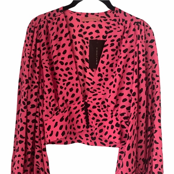 NWT Pink Cheetah Print Flowy Sleeve Crop Top - Picture 12 of 12